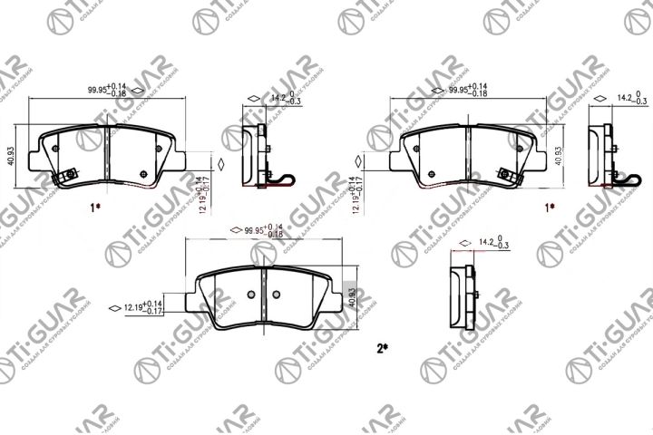 Тормозные колодки TG-0525/PN0538* Ti·GUAR Тормозные колодки TG-0525/PN0538* Ti·GUAR